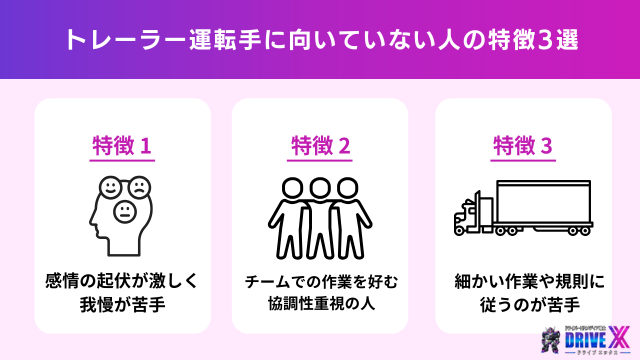 トレーラー運転手に向いていない人の特徴